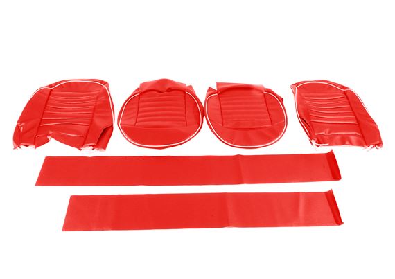 Triumph Front Seat Cover Kit - Cherokee Red Vinyl with White Piping - RF4055REDCHER